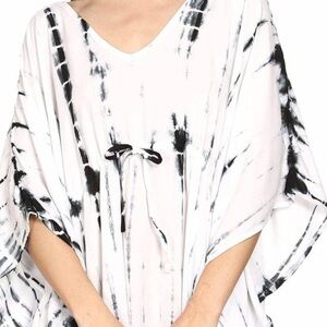 SIM & SAM Blue and White Tie Dye Summer Kimono (a)